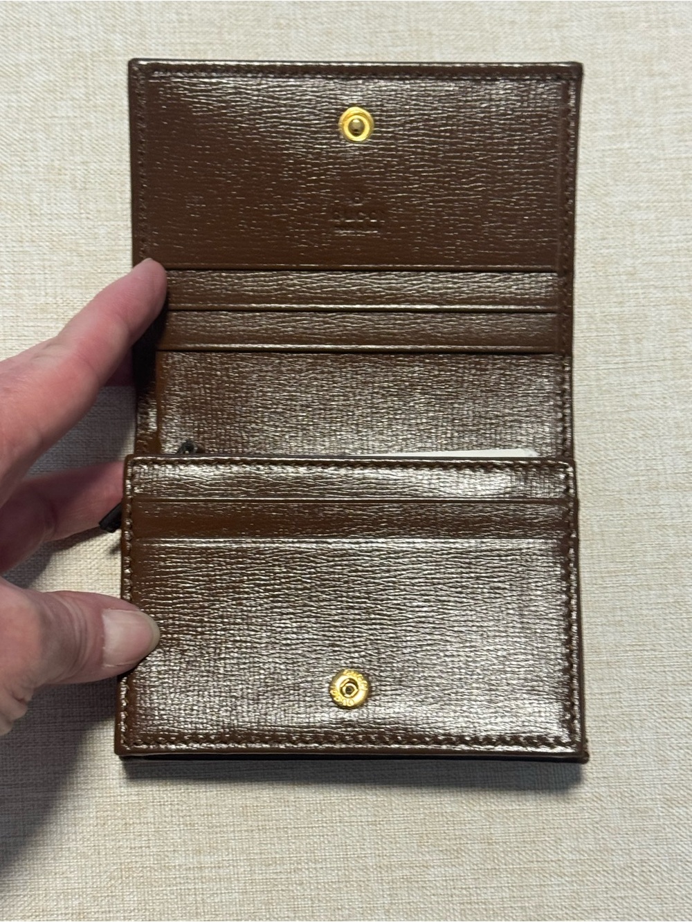 Gucci Horsebit 1955  Card Case wallet with Brown Leather & Gold Horsebit - Picture 8 of 14